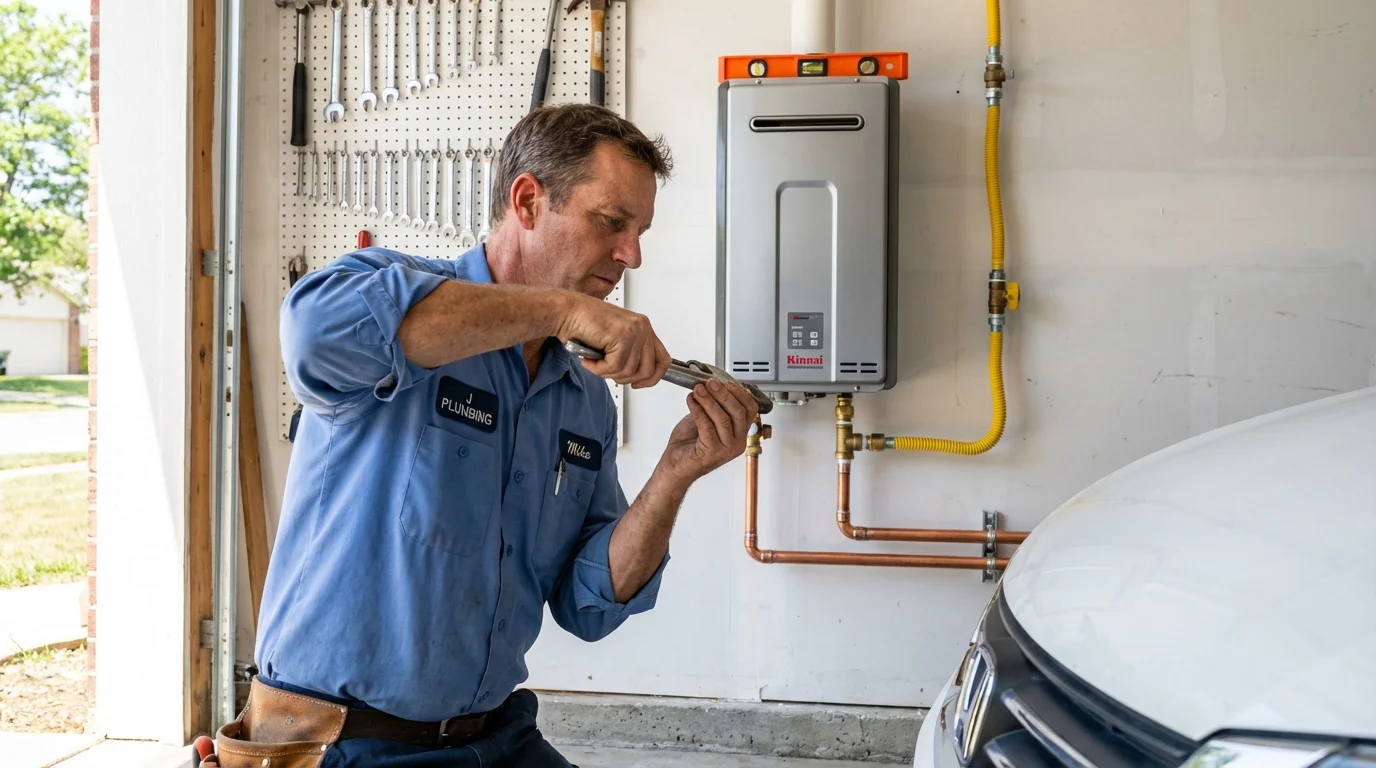 Tankless water heater installation by a Johns Plumbing LLC plumber in Stephenville
